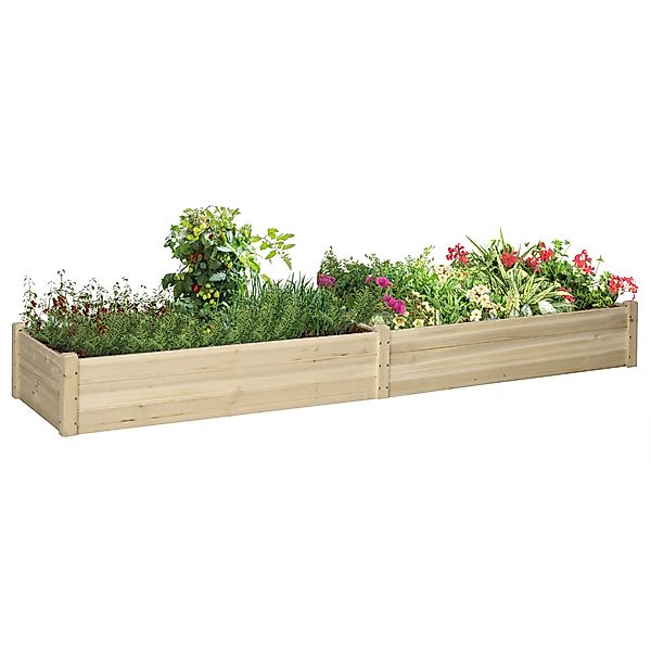Outsunny Blumenkasten Holz  Pflanzkasten mit 2 Bereichen für Gemüse & Kräut günstig online kaufen