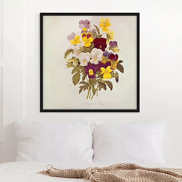 Bild mit Rahmen Blumen - Quadrat Pierre Joseph Redouté - Ein Bund von Stief günstig online kaufen