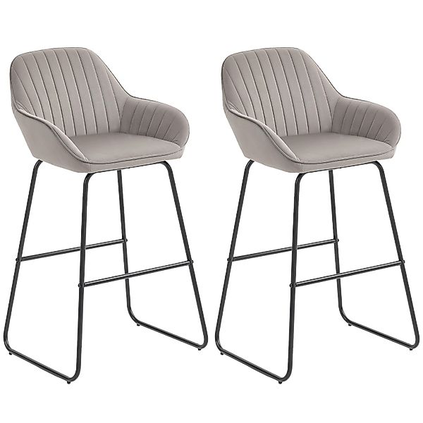 HOMCOM Barhocker 2er Set Gepolstert Barstuhl für Küche Wohnzimmer Grau günstig online kaufen