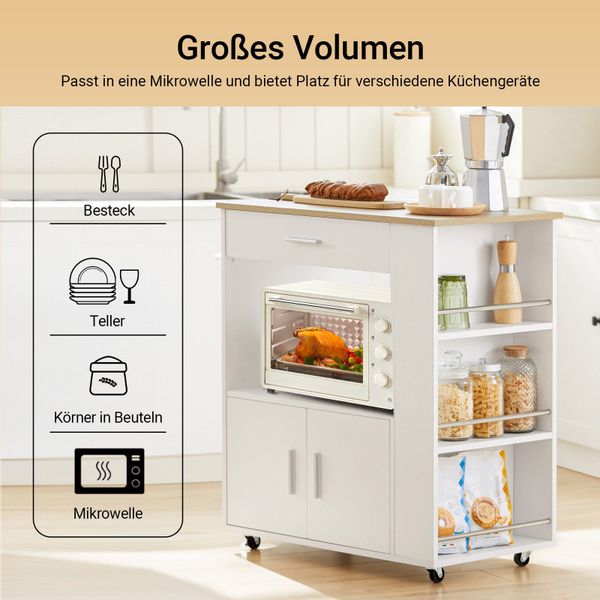SoBuy Servierwagen Küchenwagen Rollwagen Küchenrollwagen Weiß FKW113-WN günstig online kaufen