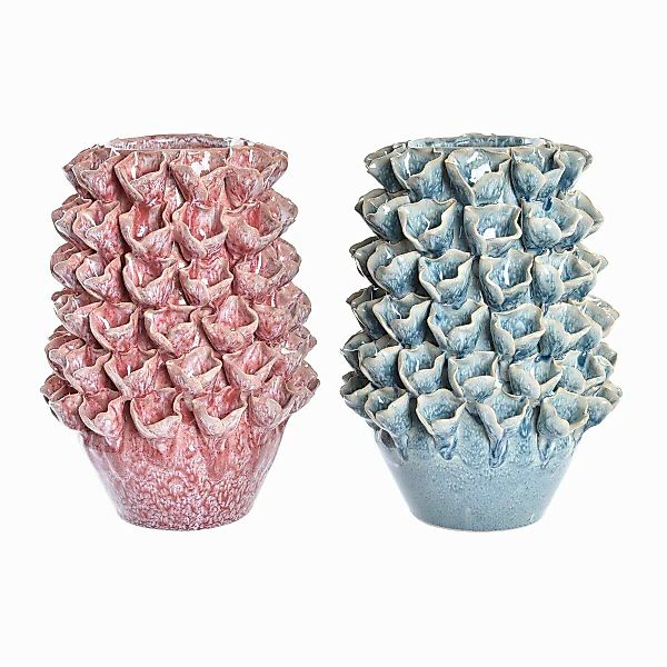Vase Dkd Home Decor Blume Rosa Türkis Steingut Mediterraner (18 X 18 X 27 C günstig online kaufen