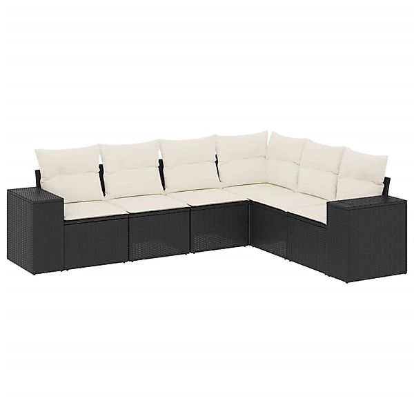 vidaXL 6-Tlg Garten-Sofagarnitur mit Kissen Schwarz Poly Rattan 3254943 günstig online kaufen