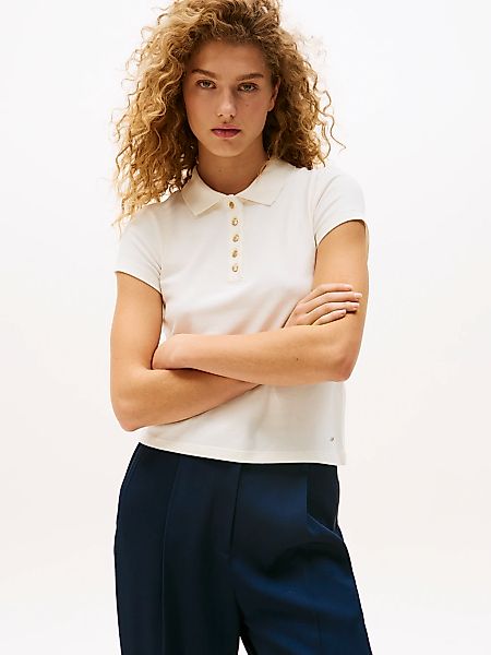 Tommy Hilfiger Poloshirt "GOLD BUTTON SLIM SS POLO", mit goldfarbenen Knopf günstig online kaufen