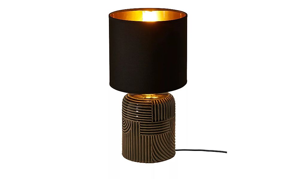 KHG Keramik-Tischleuchte, 1-flammig, schwarz ´Streifen´ ¦ schwarz ¦ Maße (c günstig online kaufen