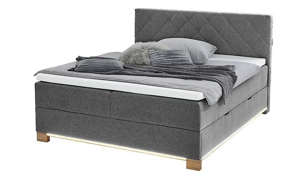 Boxspringbett USB-Anschluss & LED-Beleuchtung  Messina ¦ grau ¦ Maße (cm): günstig online kaufen