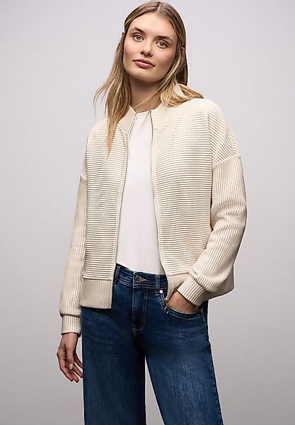 STREET ONE Strickjacke Sweatjacke in Two-Tone-Optik günstig online kaufen