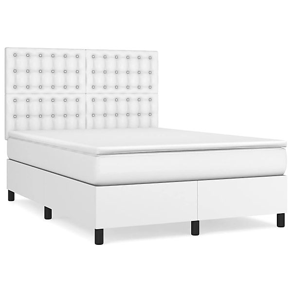 vidaXL Boxspringbett mit Matratze Weiß 140x190 cm Kunstleder1466064 günstig online kaufen