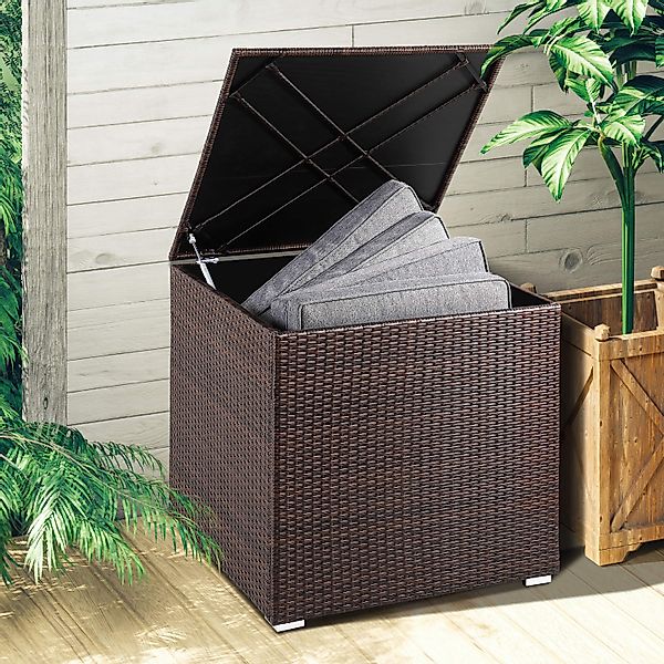 Gartenbox Polyrattan 318L Braun mit Innenverkleidung wetterfeste günstig online kaufen
