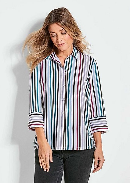 GOLDNER Hemdbluse Blusenshirt mit Streifenmuster Streifenbluse mit Hemdkrag günstig online kaufen