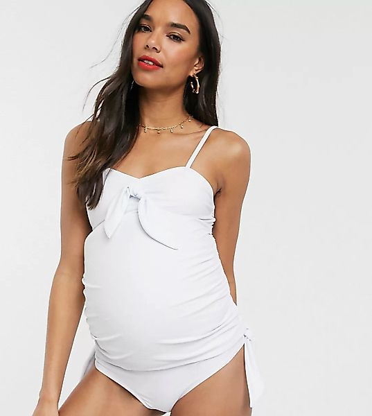 Unique 21 – Maternity – Tankinihose mit seitlicher Schnürung-Weiß günstig online kaufen