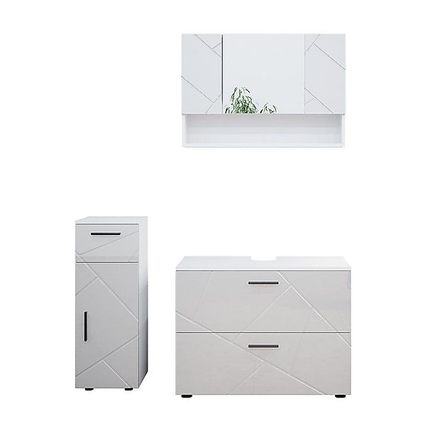 Vicco Badmöbel-Set Irma, Weiß Hochglanz, 3 günstig online kaufen