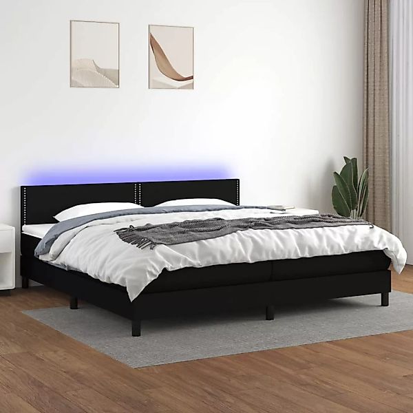 Vidaxl Boxspringbett Mit Matratze & Led Schwarz 200x200 Cm Stoff günstig online kaufen