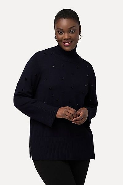 Ulla Popken Strickpullover Pullover Perlen Stehkragen Langarm günstig online kaufen