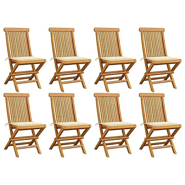 vidaXL Gartenstühle mit Creme Kissen 8 Stk Massivholz Teak 3072919 günstig online kaufen