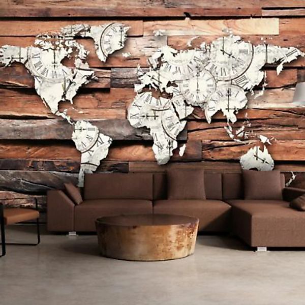 artgeist Fototapete Map On Wood mehrfarbig Gr. 200 x 140 günstig online kaufen