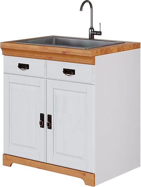 Home affaire Spülenschrank "Rügen", Breite 80 cm, Kiefer massiv, mit 2 Türe günstig online kaufen