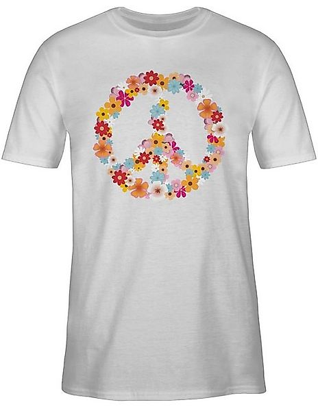 Shirtracer T-Shirt Peace Flower Power Hippie Peace Zeichen I Friedenszeiche günstig online kaufen