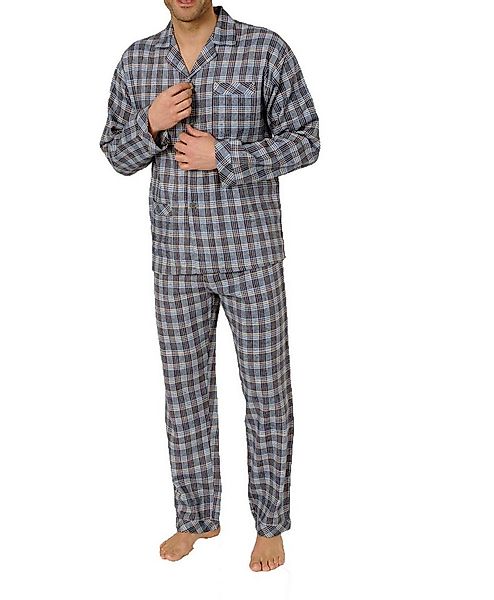 Normann Pyjama Flanell Herren Schlafanzug langarm Pyjama zum durchknöpfen günstig online kaufen