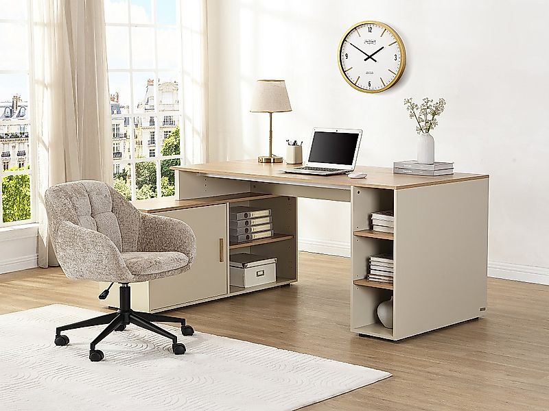Bürostuhl - Strukturstoff - Beige - Höhenverstellbar - LASSANDRA von Pascal günstig online kaufen