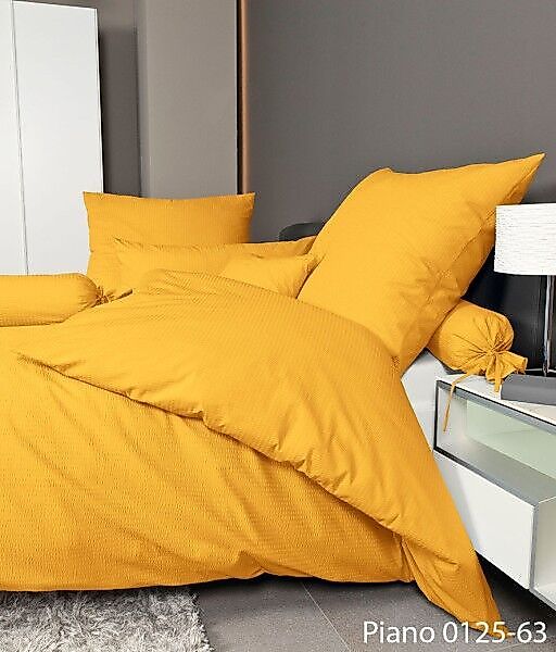 Janine Janine Mako-Soft-Seersucker Bettwäsche PIANO 0125 sonne Größe:  200x günstig online kaufen