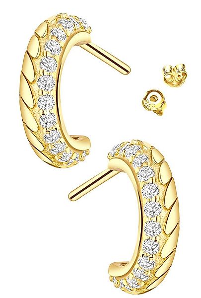 Limana Paar Creolen kleine Halbcreolen 925 Silber gold Frauen Damen runde O günstig online kaufen