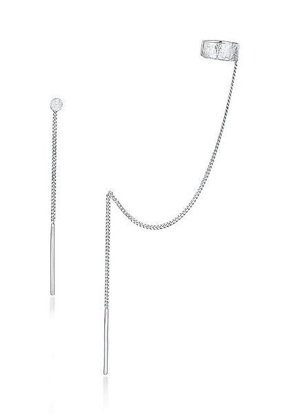 Elli Paar Ohrhänger Set Earcuff Durchzieher Gehämmert 925 Silber, Plättchen günstig online kaufen