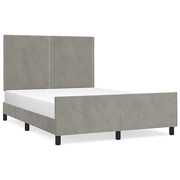 vidaXL Bettgestell mit Kopfteil Hellgrau 140x190 cm Samt Modell 11357328 günstig online kaufen