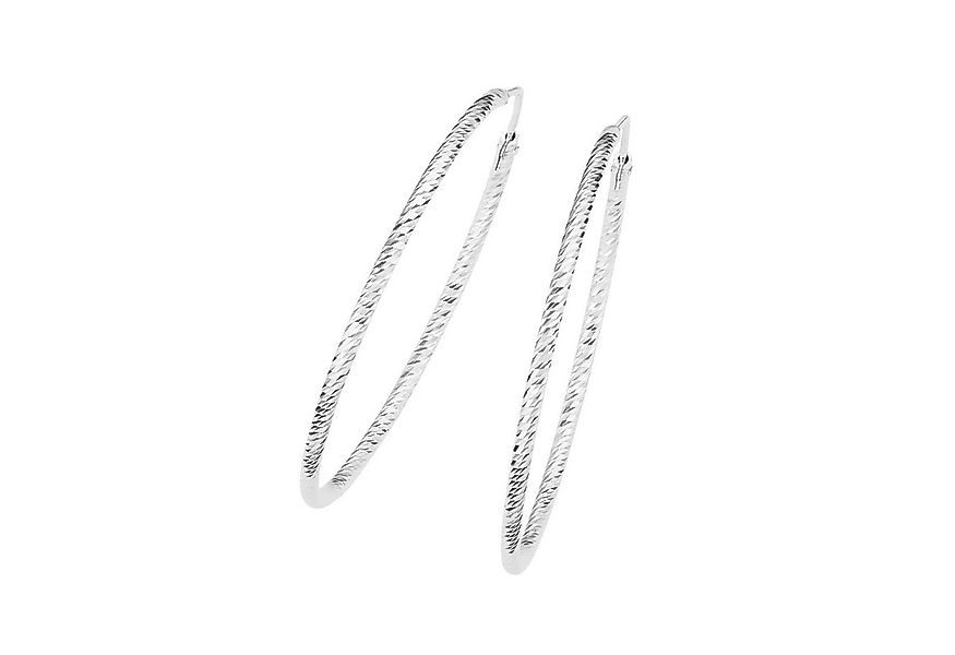 Smart Jewel Paar Creolen gerieft und diamantiert, Silber 925 günstig online kaufen