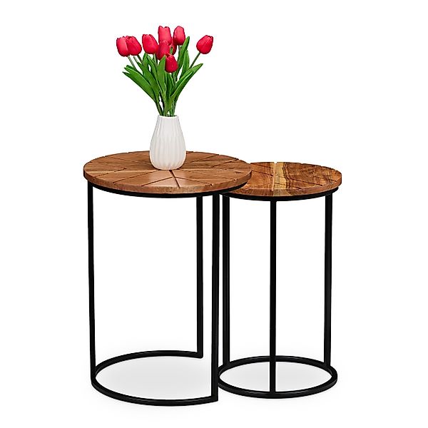 relaxdays Satztisch 2er Set Akazienholz günstig online kaufen