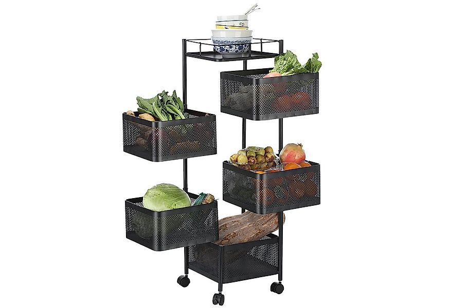 oyajia Küchenregal 6-Stöckiges Küchenregal mit Rollen, Drehbaren Körben, St günstig online kaufen