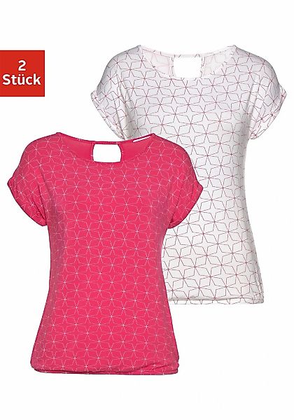 LASCANA T-Shirt, (2er-Pack), mit kleinem Cut-Out im Nacken günstig online kaufen