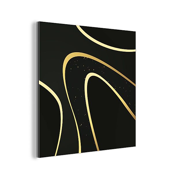 MuchoWow Metallbild Goldene Wellen auf schwarzem günstig online kaufen