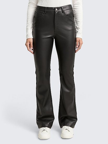 TOM TAILOR Denim Stoffhose Hosen & Chino Flared Hose in Lederoptik günstig online kaufen