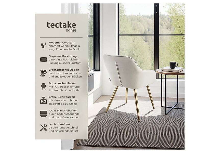 tectake Esszimmerstuhl Küchenstuhl Marilyn, Cordoptik, gepolstert (Set, 4 S günstig online kaufen