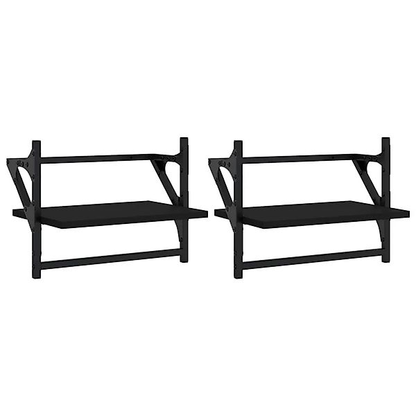 vidaXL Wandregale mit Stangen 2 Stk Schwarz 40x25x30 cm 836238 günstig online kaufen