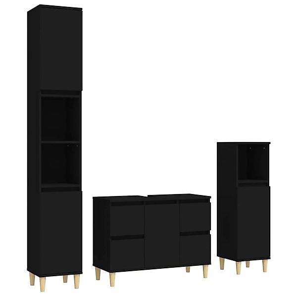 vidaXL 3-tlg. Badmöbel-Set Schwarz Holzwerkstoff Modell 7 günstig online kaufen