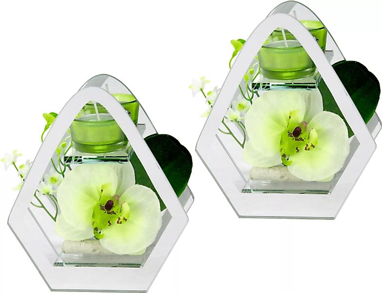 I.GE.A. Kunstpflanze "Orchidee im Glas mit Teelicht" günstig online kaufen