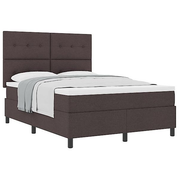 vidaXL Bett Boxspringbett mit Matratze Dunkelbraun 140x200 cm Stoff (1-tlg) günstig online kaufen
