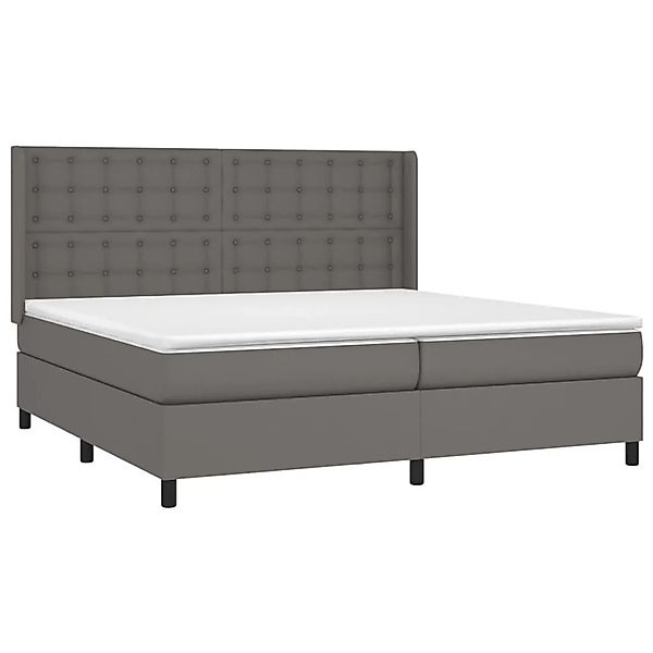 vidaXL Boxspringbett mit Matratze & LED Grau 200x200 cm Kunstleder 3139407 günstig online kaufen