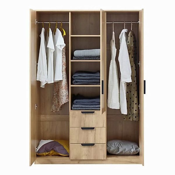 en.casa Kleiderschrank »Eiselfing« 3 Türen, 4 Fächer, 3 Schubladen 176x120x günstig online kaufen