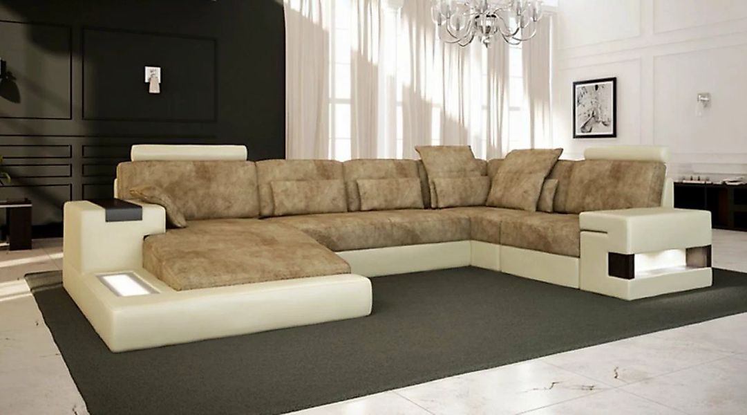 BULLHOFF Wohnlandschaft XXL Wohnlandschaft Designsofa Ecksofa Leder/Stoff S günstig online kaufen