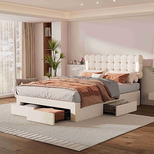 BlingBin Polsterbett 140x200cm Veloursbett Stauraumbett ohne günstig online kaufen