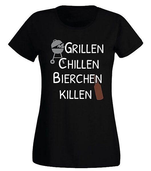 G-graphics T-Shirt Damen T-Shirt - Grillen Chillen Bierchen killen Slim-fit günstig online kaufen