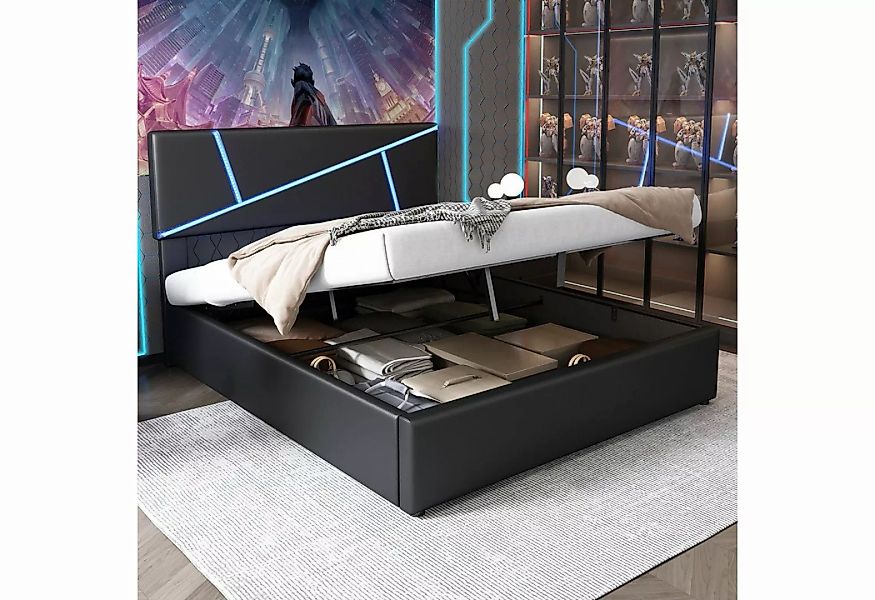 MODFU Polsterbett Bequemes (mit LED-Lichtleisten,160x200 cm, Doppelbett mit günstig online kaufen