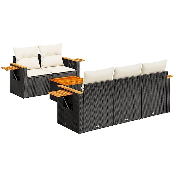 vidaXL 6-Tlg Garten-Sofagarnitur mit Kissen Schwarz Poly Rattan 3226623 günstig online kaufen