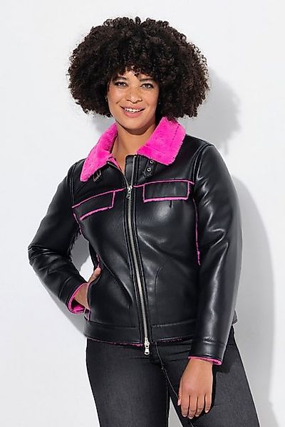 Angel of Style Lederjacke Lederoptik-Jacke Classic Fit Neon Kunstfellbesatz günstig online kaufen