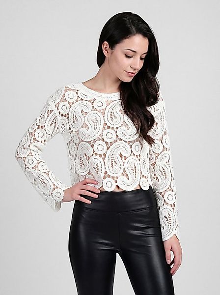 PEKIVESSA Spitzenshirt Langarm-Shirt aus Häkelspitze Crop-Top mit besondere günstig online kaufen