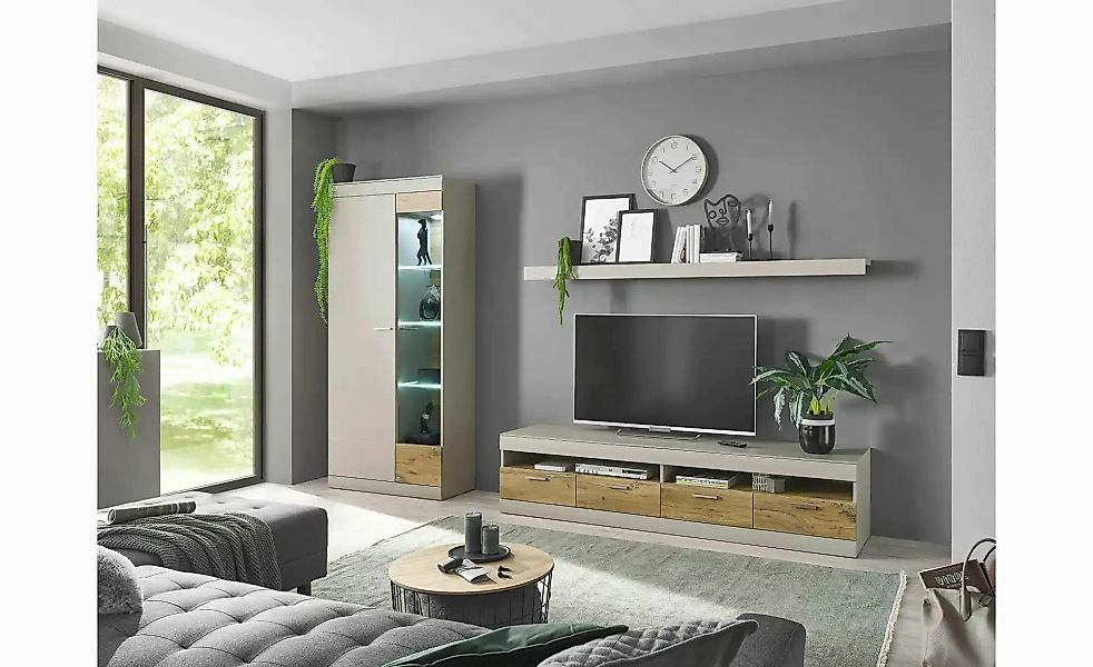 Wohnwand  Siero ¦ grau ¦ Maße (cm): B: 300 H: 45 Kommoden & Sideboards > Wo günstig online kaufen