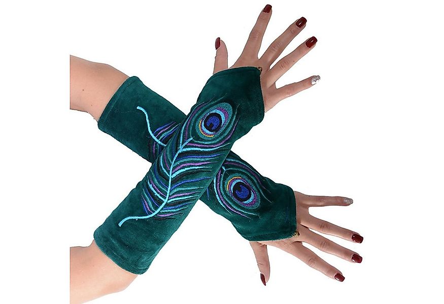 KUNST UND MAGIE Armstulpen Kunst&Magie Samt Armstulpen Handwärmer "Pfauenfe günstig online kaufen