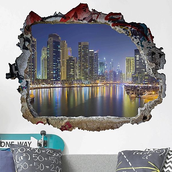 3D Wandtattoo Dubai Nacht Skyline günstig online kaufen